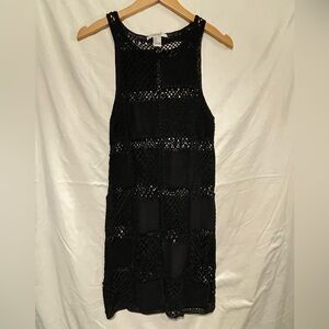 Forever 21 brand woven dress with leather patches, size S, black color